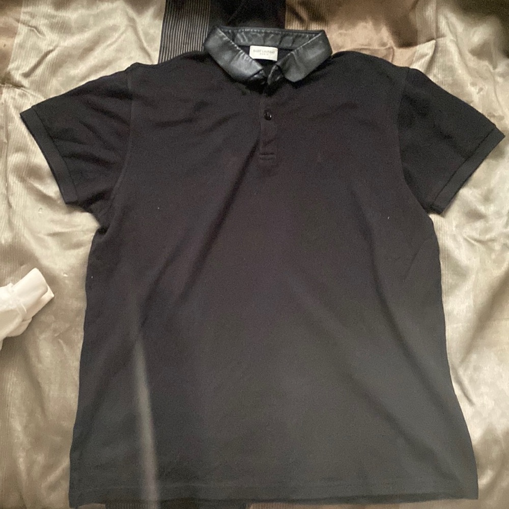 Yves Saint Laurent Leather Collar Polo